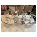MICHELOB PITCHER AND 7 BEER GLASSES