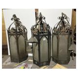 VINTAGE GOTHIC-STYLE METAL AND GLASS PENDANT