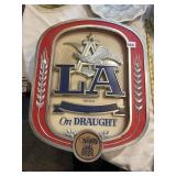 LIGHTED ANHEUSER BUSCH LA ON DRAUGHT SIGN