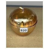 CARNIVAL GLASS APPLE 6" H, CANDY DISH