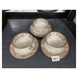 MORGAN BELLEEK VICTORIA CUPS AND SAUCERS