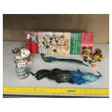 CLIP ON PEACOCK ORNAMENTS, YANKEE CANDLE, PEANUTS