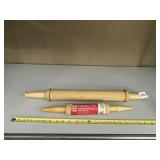 TWO ROLLING PINS ONE OVERSIZED