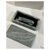 TURQUOISE FOLDING KNIFE IN STONE PRESENTATION BOX