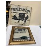 FARMERS MARKET SIGN AND SQUARE MIRROR