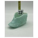 GREEN SATIN GLASS SHOE TOOTHPICK HOLDER