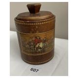 OLIVER K. WHITING OF LONDON LEATHER TOBACCO JAR ,