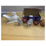 SWAN ON SLEIGH BOWL BY OXFORD MADE IN MEXICO, 2