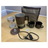 PORTABLE TRAVEL COFFEE MAKER WITH 2 DYNASTY MUGS
