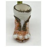 PAINTED MILK GLASS SHOE WITH TOES OUT TOOTHPICK