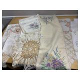LACE DOILIES AND EMBROIDERED TABLE RUNNERS, ETC.