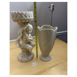 BOY STATUE TOP CHIPPED, HAEGER POTTERY VASE