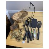 WICKER BASKET, SMALL WOODEN BASKET, RUBBER