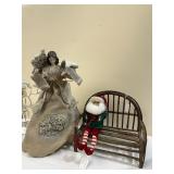 GRAPEVINE BENCH, SANTA, ANGEL TREE TOPPER,