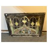STAINED GLASS WINDOW 27" H X 36" W, 1 PANE BROKEN