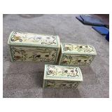 STACKING BOXES, PAINT CHIPPING ON LARGES ONE