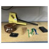 WOODEN BLOCK, CRANE, WHISTLE, ETC.