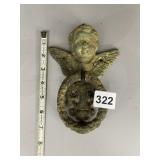CAST IRON CHERUB TOWEL HOLDER