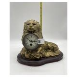 VERY EARLY CAST METAL LION CLOCK, EYES MOVE, NOT