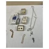 GLITZY WATCH, PIERCED EARRINGS, ROSARIES, ETC.