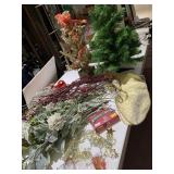 TABLETOP CHRISTMAS TREE, LIGHTS, DECORATIONS,