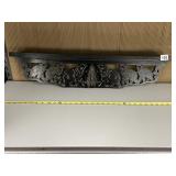 ELEPHANT CARVED BLACK WOOD SHELF READY TO HANG