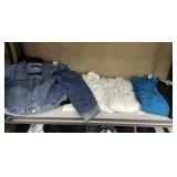 SIZE LARGE DENIM JACKET , TIME TRUE SIZE 46 TOP,