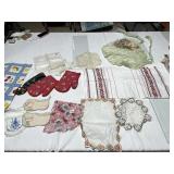 ASSORTED LINENS, APRON, OVEN MITTS , HANGING