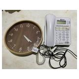 AT & T PUSH BUTTON DESK/WALL PHONE, WALL CLOCK