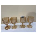 4" BRANDY JEANETTE GLASSES, CARNIVAL GLASS