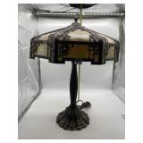 8 PANEL SLAG GLASS 2 COLOR LAMP - HEXAGONAL SHAPE