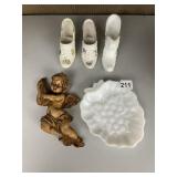 OLD FOLEY CHINA SHOES, MILK GLASS SHOE, MILK