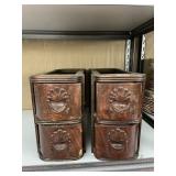 4 OAK SEWING MACHINE DRAWERS WITH SHELL CURVED