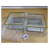GLASS TRINKET BOXES MIRRORED BOTTOM