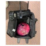 STRIKE KING BOWLING BALL IN ROLLING BAG WITH HAND