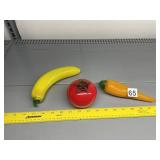 BLOWN GLASS BANANA , CARROT AND TOMATO