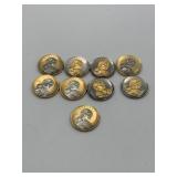 9  LIBERTY  SACAGAWEA GOLD TONE DOLLAR COINS