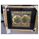 WORLD MAP FRAMED SOLID OAK REFLECTIONS SERIES,