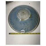 VINTAGE BLUE/WHITE THICK ETCHED GLASS LAMPSHADE