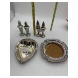 EMPIRE PEWTER CANDLE STICKS, SILVER PLATE SERVING