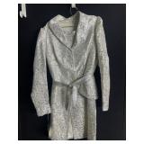 VINTAGE 2 PC. SILVER AND WHITE BROCADE W SKIRT