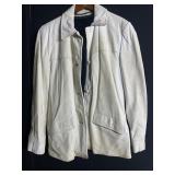 WHITE LEATHER TWO POCKET FRONT VINTAGE JACKET