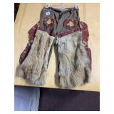 FUR FRONT HAND-CRAFTED COWBOY PANTS W/ HAND SEWN