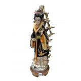 HAND PAINTED CHINESE STATUE PORCELAIN STANDING IN