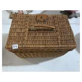 PICNIC BASKET W/ LEATHER HANDLES - ONE NEEDS