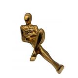 JARU 1977 CUBIST SEATED FIGURE SCULPTURE - GOLD