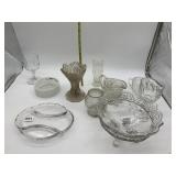 ASSORTED VINTAGE PATTERN GLASS INCLUDING FOOTED