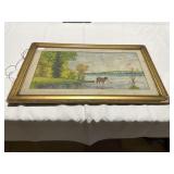 PORTLAND RIVER OREGON WATER SIDE SCENE SIGNED