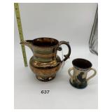 GOLD LUSTER PITCHER, TORQUAY MOTTO WARE POTTERY