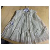ANTIQUE LACE BABY DRESS WITH APPLIED FLOWERS